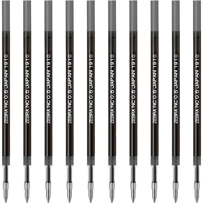 Zebra B-RNC5-BK Bren NC-0.5 Oil-Based Ballpoint Pen Refill - Black 10 Pieces