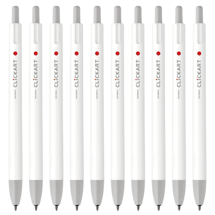 Zebra 10-Pack Water-Based Clickart Pens in Light Gray B-Wyss22-Lgr