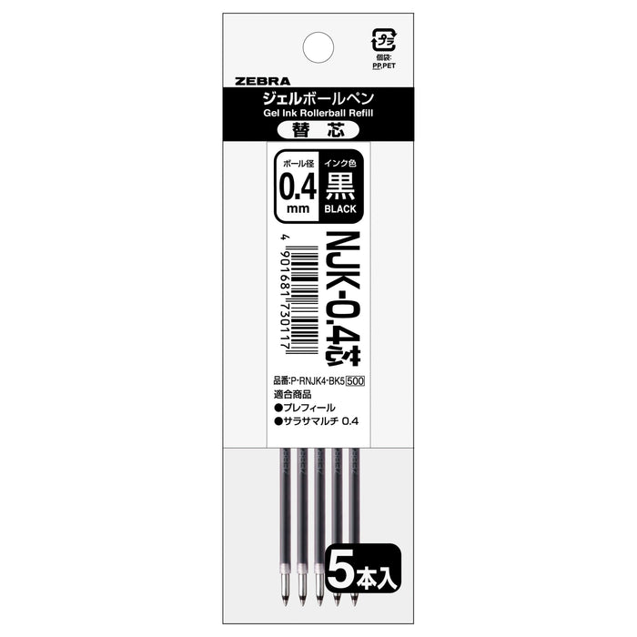 Zebra Prefeel Sarasa Njk-0.4 Black Ballpoint Pen Refill Pack of 5