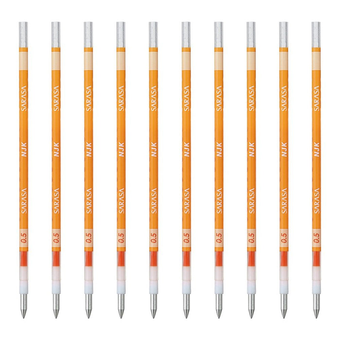 Zebra Prefeel Sarasa Ballpoint Pen Refill 10-Pack 0.5 Lead Orange - BRNJK5OR