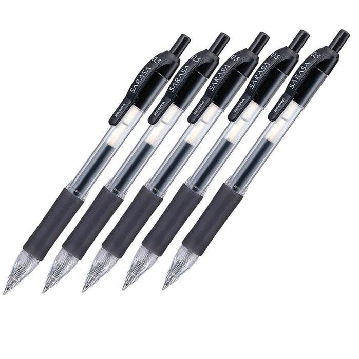 Zebra Sarasa 0.5 Black Gel Ballpoint Pen Pack of 5