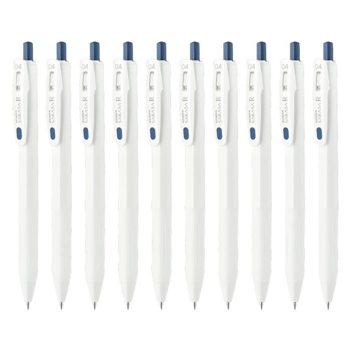 Zebra Sarasa R Gel Ballpoint Pens 0.4mm Blue Gray Pack of 10