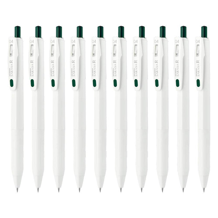 Zebra Sarasa R 0.4mm Gel Ballpoint Pen in Green Black - Pack of 10