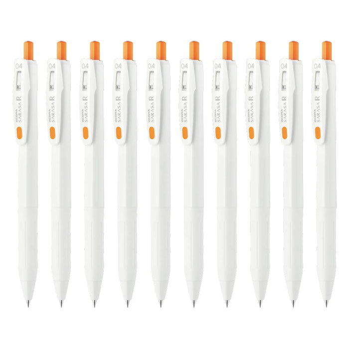 Zebra Sarasa R 0.4mm Orange Gel Ballpoint Pen Pack of 10