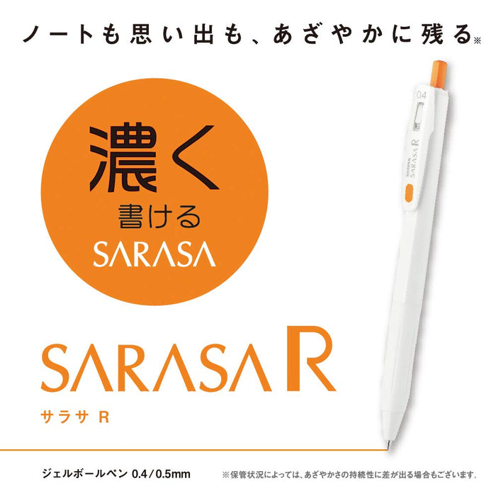 Zebra Sarasa R 0.4mm Orange Gel Ballpoint Pen Pack of 10