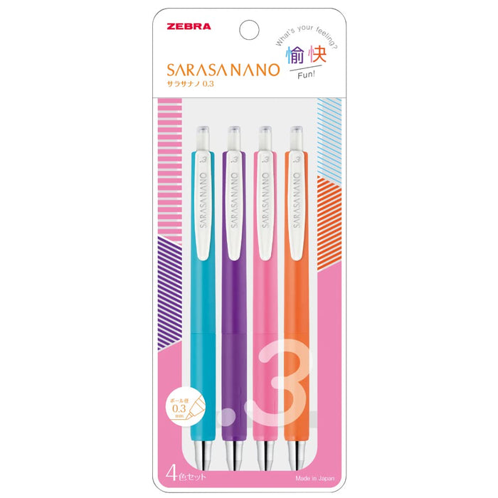 Zebra Four-Color Set Sarasanano Gel Ballpoint Pen 0.3mm - Fun JJH72-4C-YU