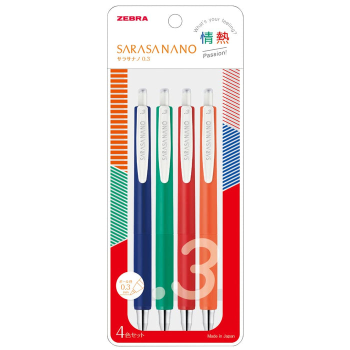 Zebra 4-Color Set Gel Ballpoint Pen Sarasanano 0.3mm Passion JJH72-4C-JY