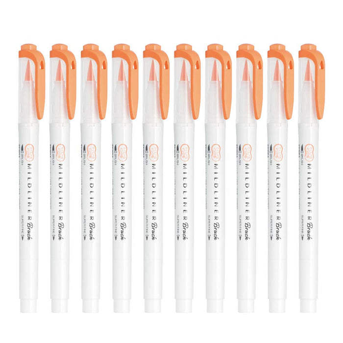 Zebra Mild Liner Brush Highlighter 10-Piece Set in Mild Apricot B-Wft8-Map