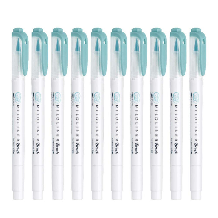 Zebra Mild Liner Brush Highlighter in Mild Blue Pack of 10