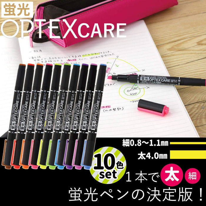 Zebra Optex Care 荧光笔套装鲜艳 10 色 Wkcr1-10C