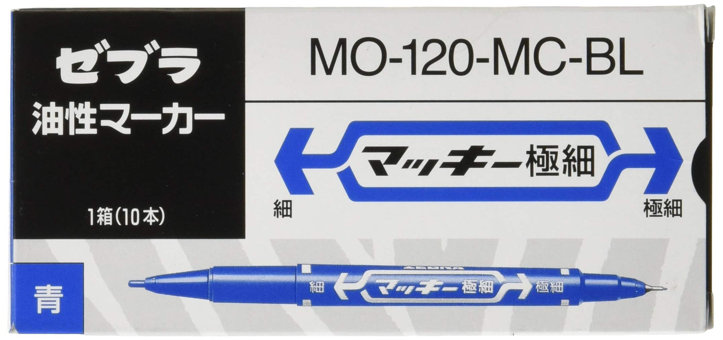 Zebra Mackie Extra Fine Blue Oil Pen Pack of 10 - B-MO-120-MC-BL