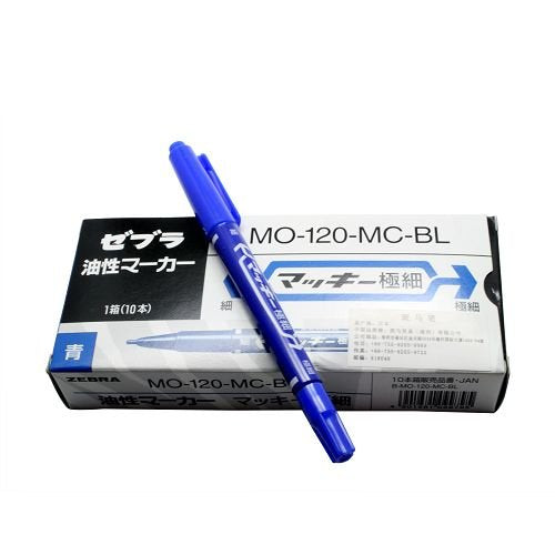 Zebra Mackie Extra Fine Blue Oil Pen Pack of 10 - B-MO-120-MC-BL