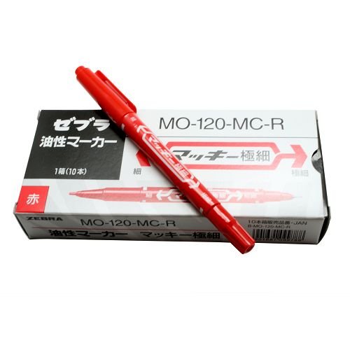 Zebra Mackie Extra Fine Red Oil-Based Pen 10 Pieces B-Mo-120-Mc-R