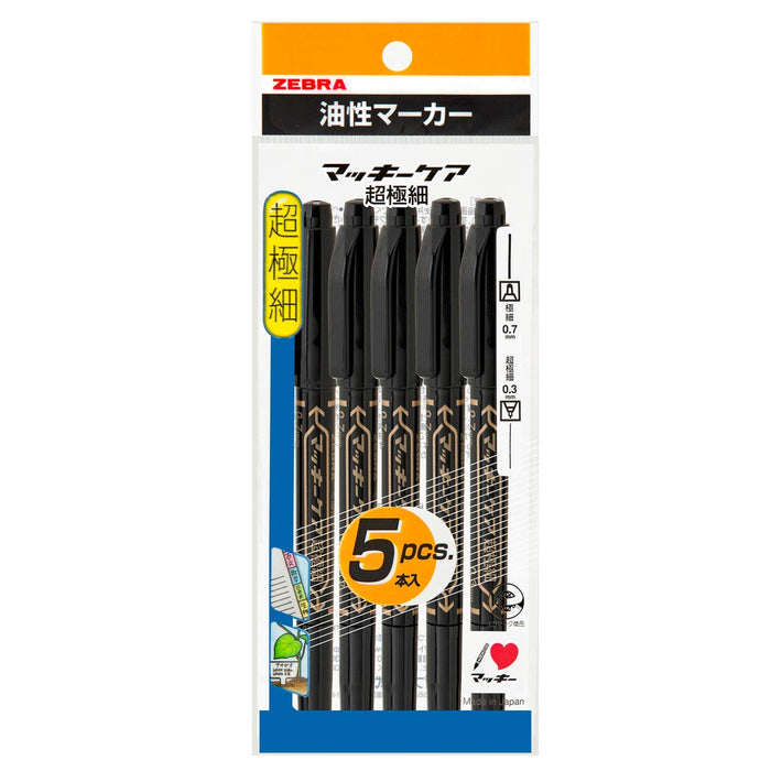 Zebra Ultra-Fine Black Oil-Based Pen Pack of 5 Mackie P-Yyth3-Bk5