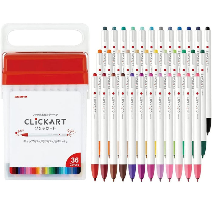 Zebra 36 Colors Water-Based Clickart Marker Set in Case Wyss22-36C-N