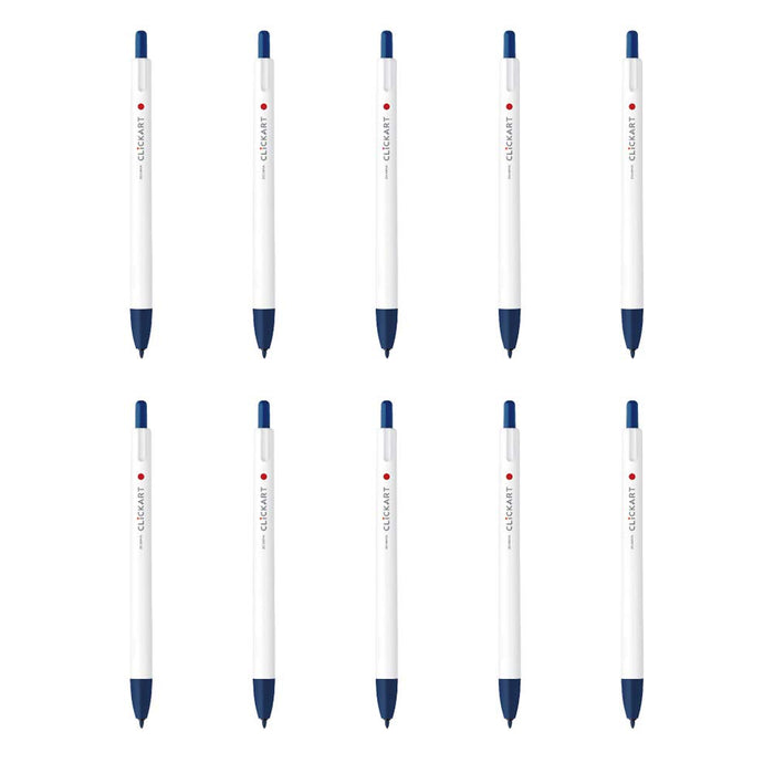 Zebra Clickart Blue Black Water-Based 10 Piece Pens - B-WYSS22-FB