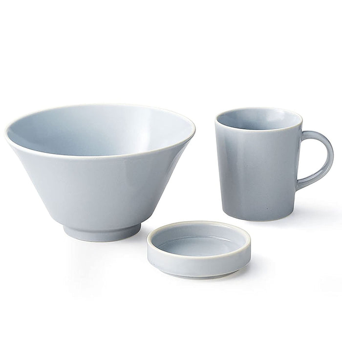 Aito Mino Ware Ciel Cafe 套装 碗 17cm 马克杯 260ml 盘子 9cm 浅灰色 适用于洗碗机/微波炉 520144