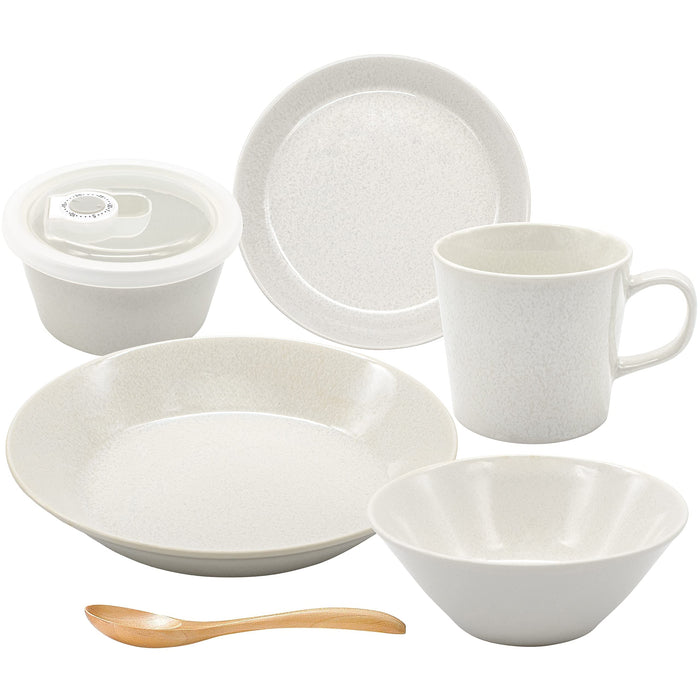 Aito 自然色 6 件套象牙白 Mino Ware 餐具套装 适用于洗碗机/微波炉 日本制造 567523