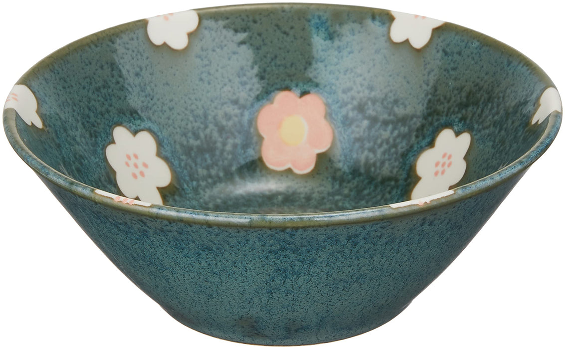 Aito Bowl Nordic Flower 14cm Green Floral Mino Ware Japan 266254