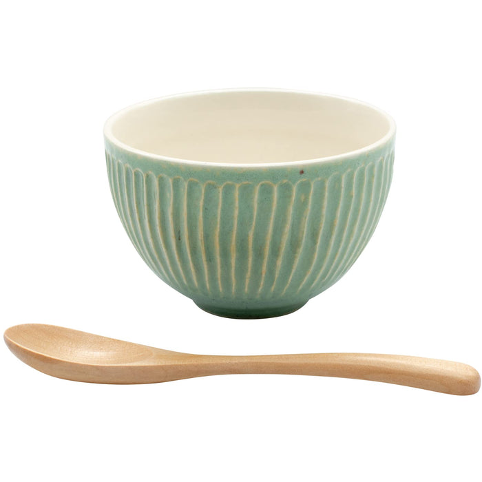 Aito Ripple Bowl 410ml Light Green Mino Ware Japan 266436+Spoon