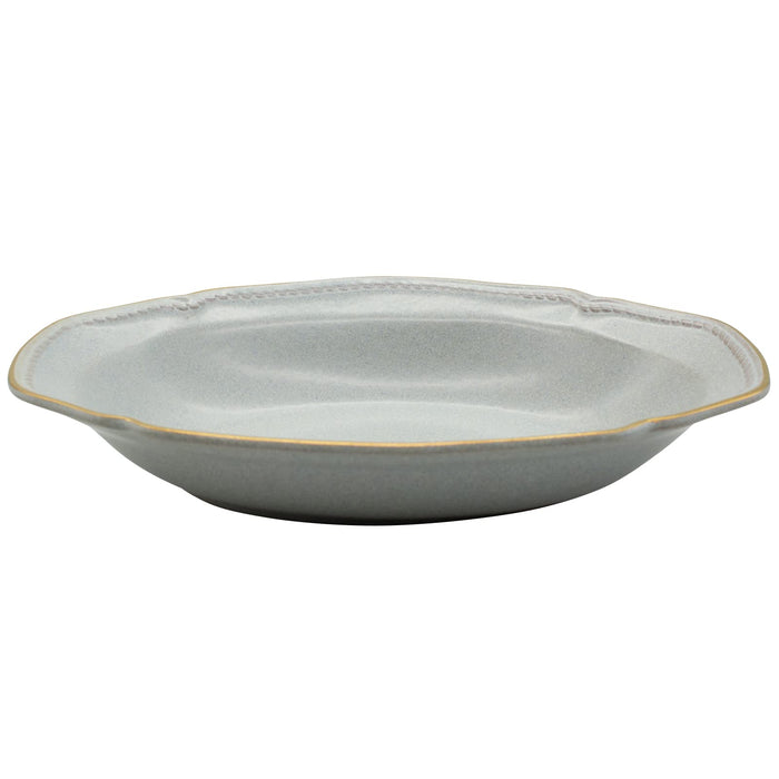 Aito Stitch Oval Curry Plate Bowl 25x17cm Gray Mino Ware 111066