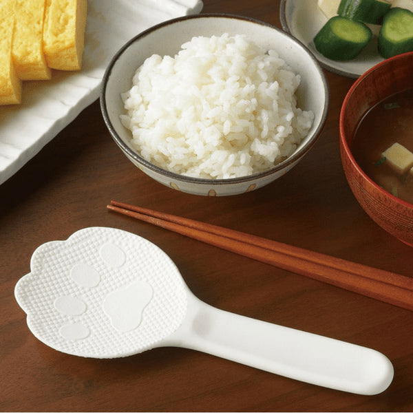 Akebono Non-Stick Cat Paw Shamoji Rice Spatula - White (19.2cm)