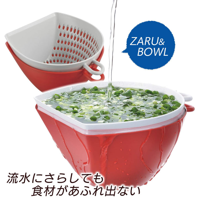 Akebono Sangyo Colander Bowl Set Mz-3505 White S Japan Quick Scoop No Spill Scale Hook Microwave Safe