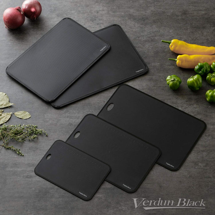 Shimomura Kougyou Antibac Made In Japan Verdun Black Soft Sheet Cutting Board Set Ovb-914