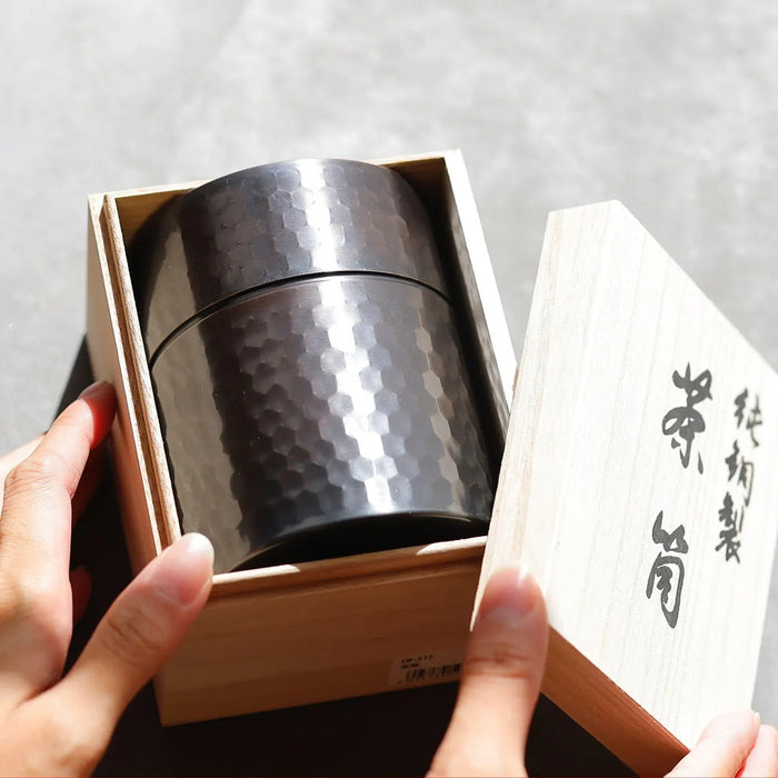 Asahi Copper Japanese Loose Tea Leaf Chazutsu Tea Caddy - Spoon & Gift Box