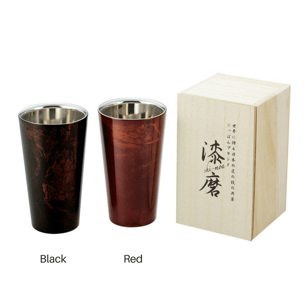 Asahi Yamanaka Urushi Lacquered Double-Wall Cooler Glass 270Ml - Japan's Finest Black Gift-Boxed Glass