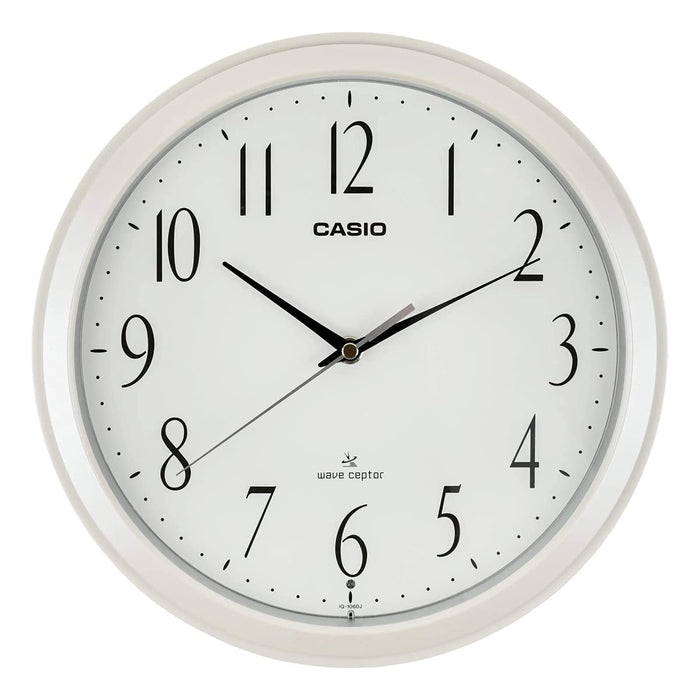 Casio 26.8Cm White Analog Wall Clock with Radio Wave Stop at Night