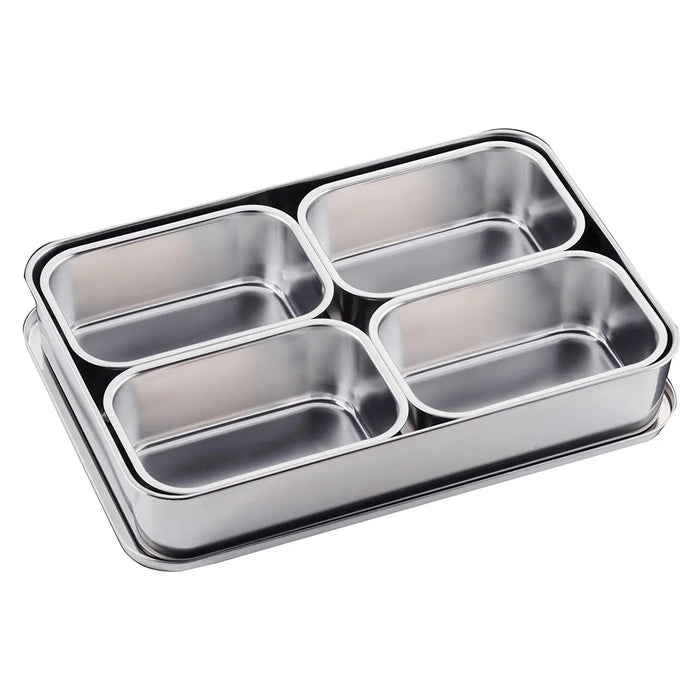 Large 4-Compartment Square Yakumi Seasoning Container by Clover Stainless Steel