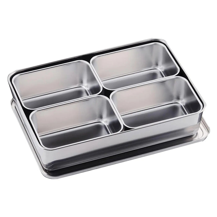 Premium Stainless Steel Yakumi Seasoning Container - 4 Compartments, Medium Size