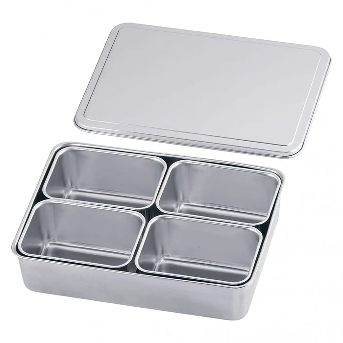 Stainless Steel Yakumi Seasoning Container - Small 4 Compartments Square