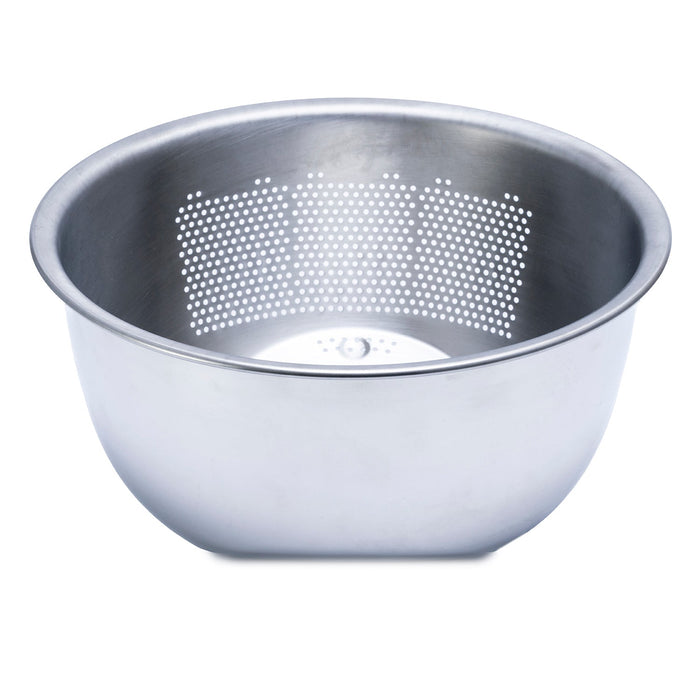 Fujii Japan Stainless Steel Rice Washing Bowl with 3-Way Strainer - 23.5cm