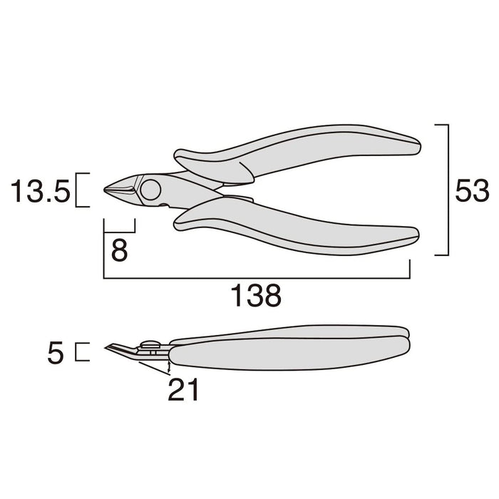 Fujiya MTN03-135 Light Nippers Thin & Lightweight 135mm Silver 0.8mm Iron Wire