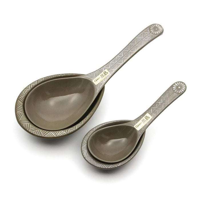 Ginpo Banko Ware Renge Soup Spoon & Spoon Rest Small - Compact Renge Spoon