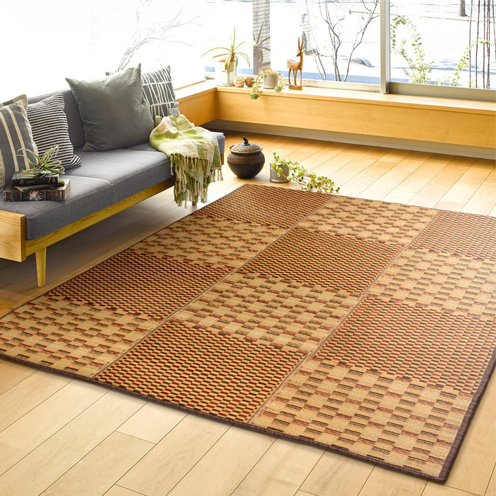 Hagihara Igusa Brown Compact Rug - Non-Slip Backing