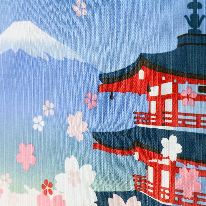 Hama Pattern Furoshiki 50 厘米樱花五重塔富士山蓝色 - 正宗日本设计