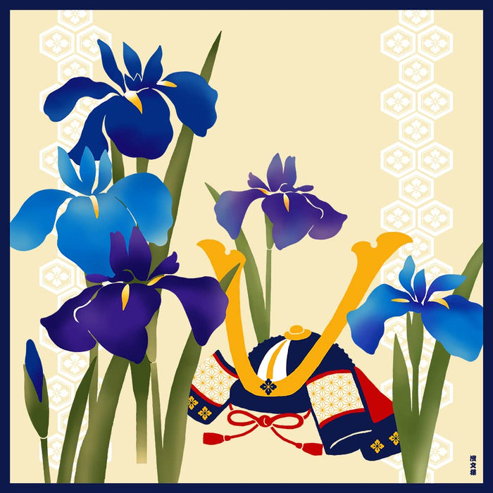 Japanese Cloth Iris & Helmet - 50Cm Furoshiki