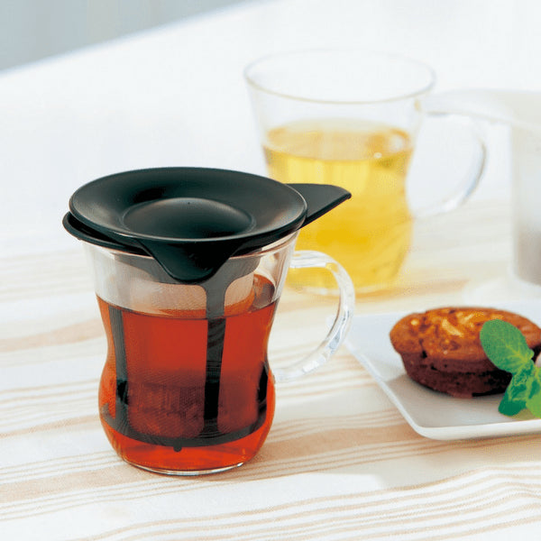 Hario 200Ml Black Glass Mug with Infuser - Heat Resistant