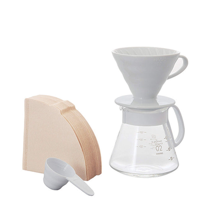 Hario V60 Ceramic Dripper Set 1-4 Cups White XVDD-3012W Japan