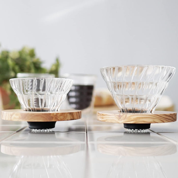 Hario V60 玻璃咖啡滴頭橄欖木 01 VDGR-01-OV 1-2 杯