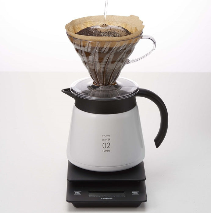 Hario V60 不锈钢服务器 600 白色 - 日本制造保温服务器