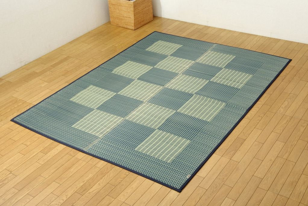 Ikehiko Corp Japan Rug Carpet Rush Tatami Mat Square F Light Blue - User-Friendly Flooring Solution