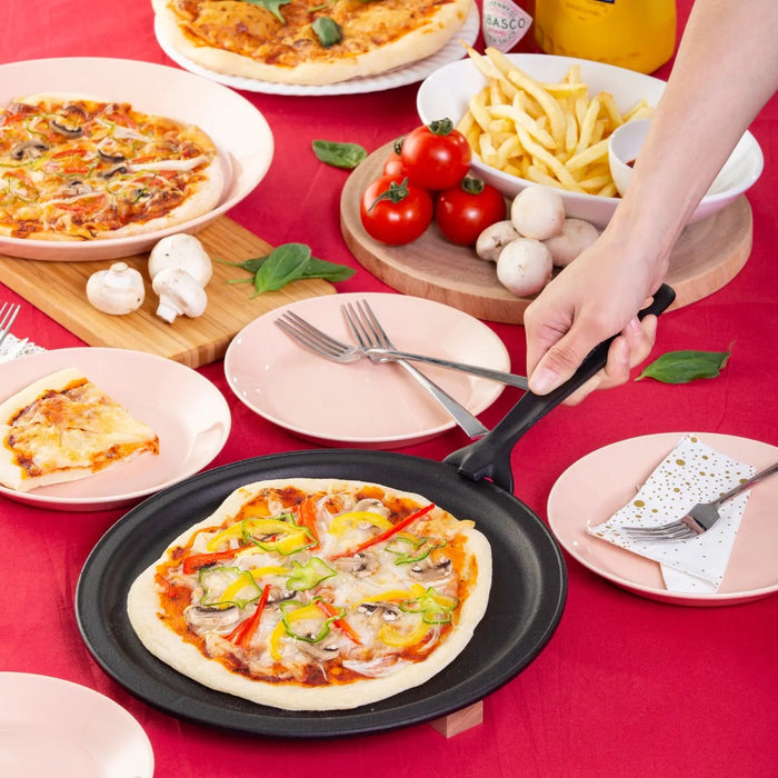 Iwachu Induction Cast-Iron Pizza Pan Set with Removable Handle - Shingu Shoko Japan