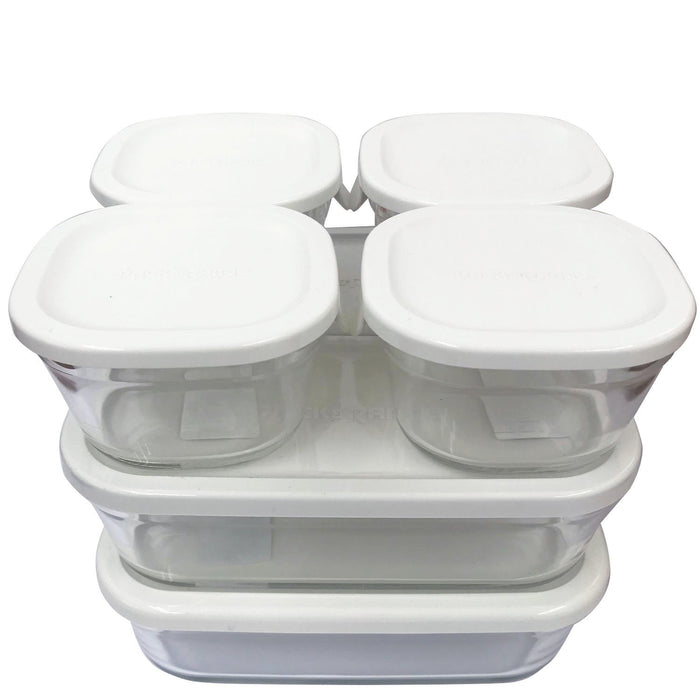 Iwaki Japan 7-Piece Microwave Square Storage Set in White