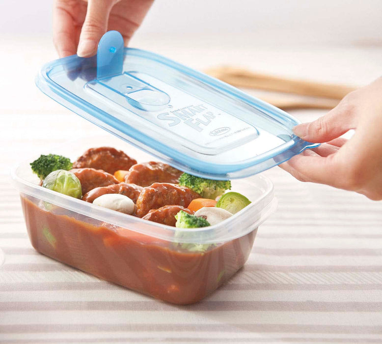 Iwasaki Industry Japan Antibacterial Microwave Storage Container - Smart Flap Square 610Ml (3Pcs)