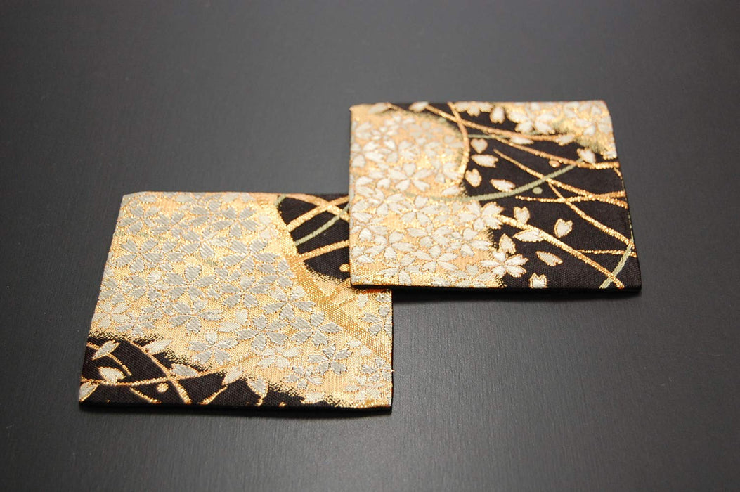 Shinsendo Gold Brocade Kimono Coaster Set (Miyabi Miyabi) - Authentic Japanese Design