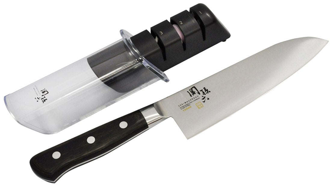 of the title.

Kai Seki Magoroku Santoku Knife 165MM 10000CC AE5161 & Diamond & Ceramic Sharpener